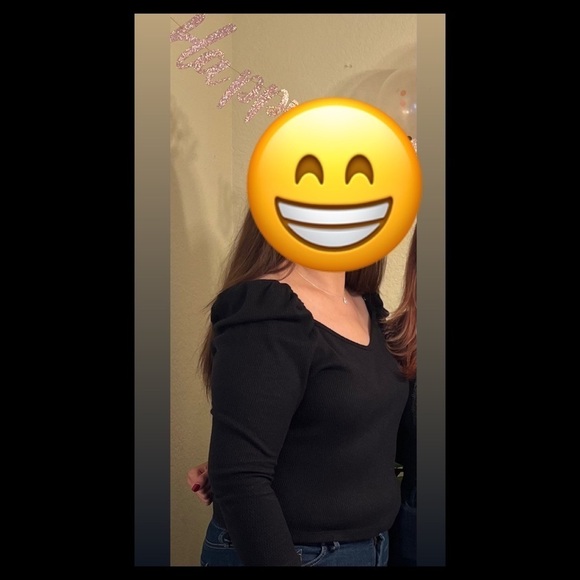 A.n.a Black long puff sleeve top Size Large - Picture 3 of 12